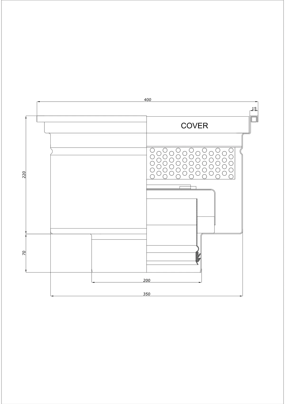 Sifon de pardoseală BK_KRD 400x400 DN 200 - Drenaj vertical dintr-o singură piesă