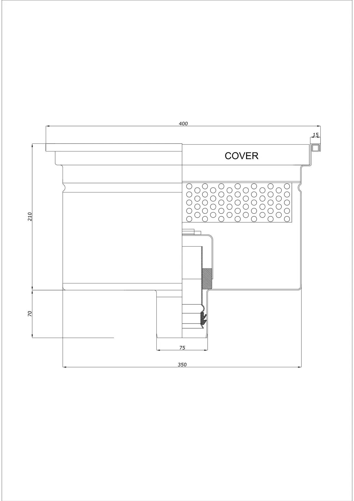 Scurgere de pardoseală BK_KRD 400x400 DN 75 - Drenaj vertical dintr-o singură piesă