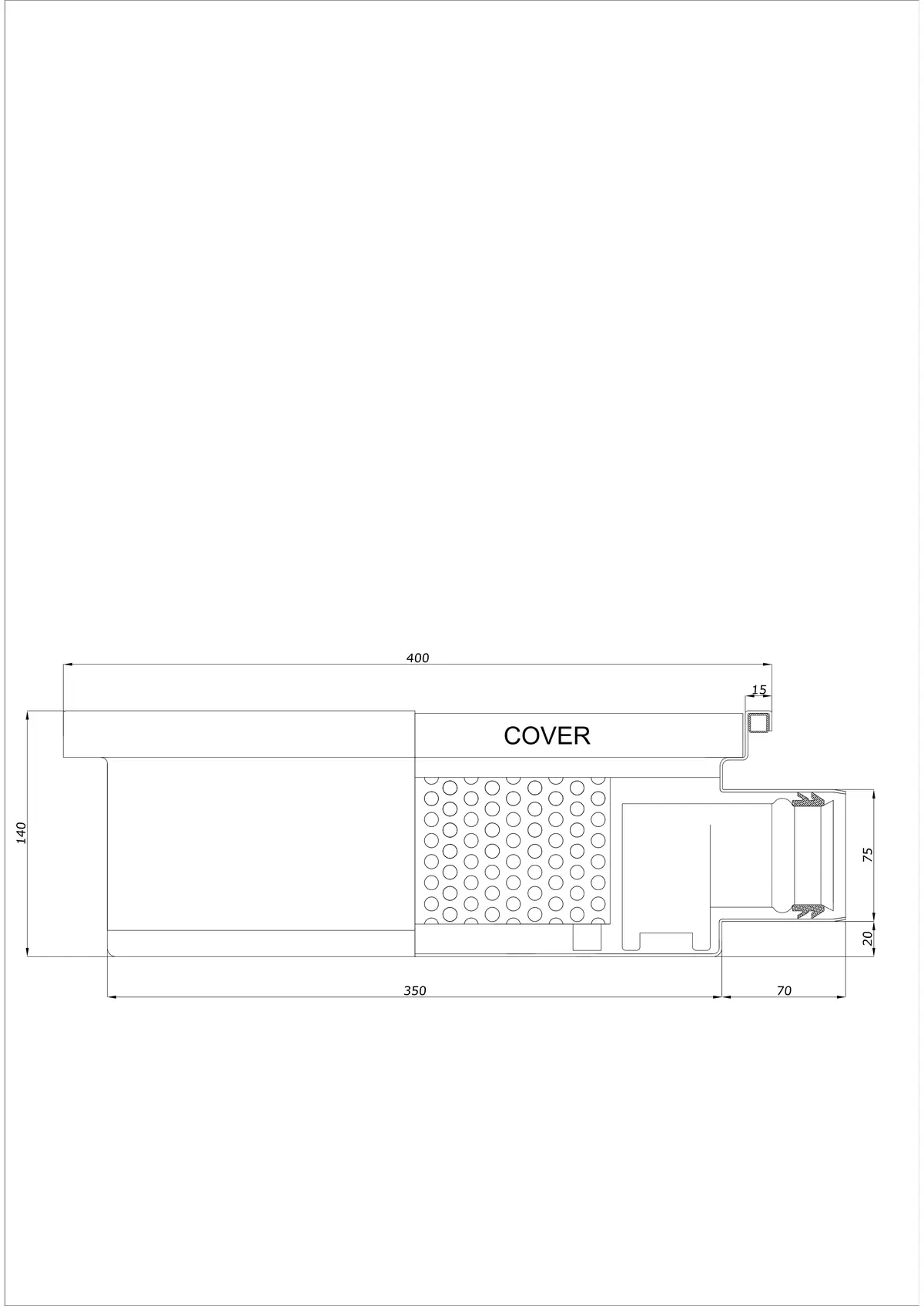 Sifon de pardoseală BK_KRB 400x400 DN 75 - Monobloc Orizontal