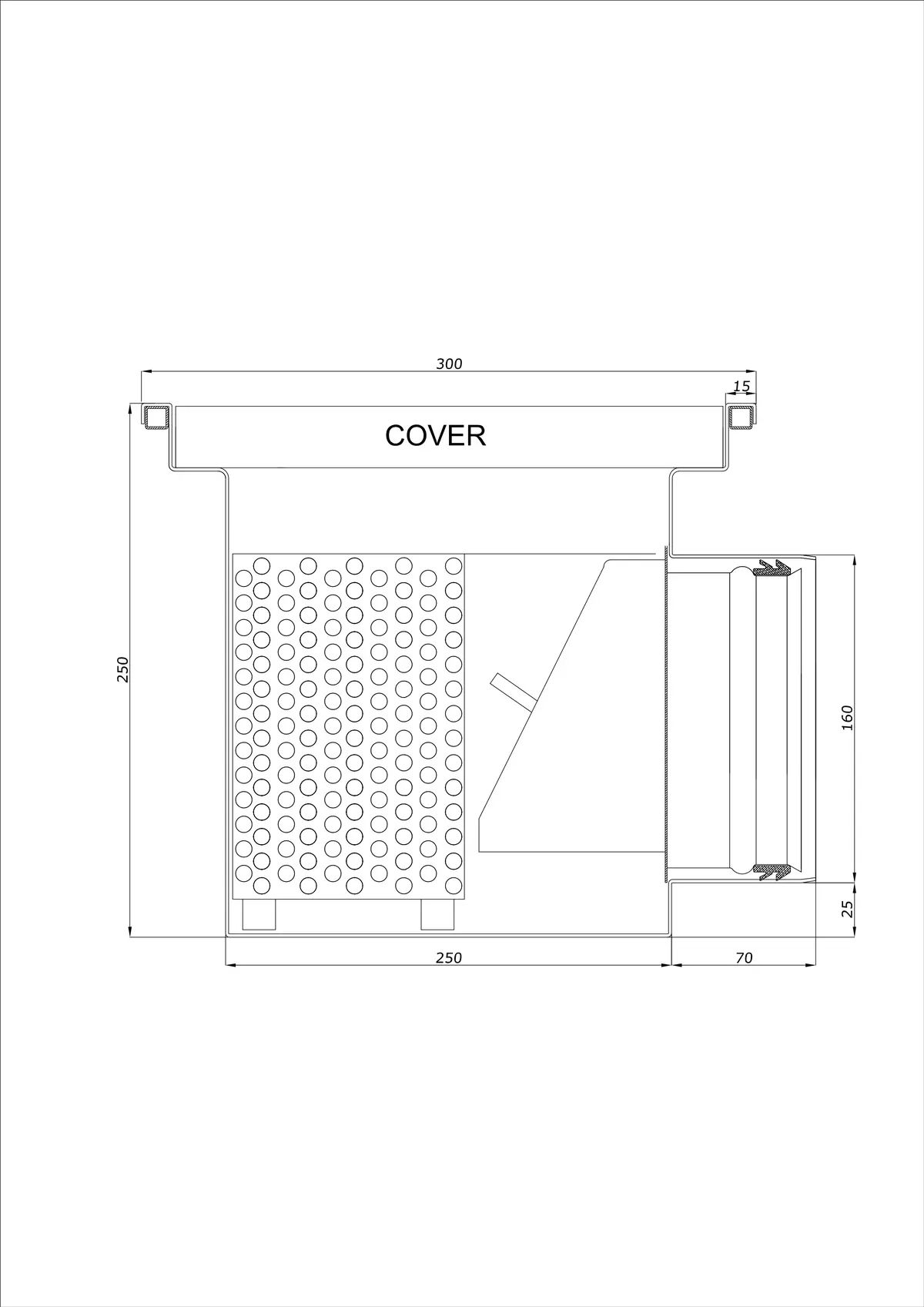 Sifon de pardoseală BK_KRB 300x300 DN 160 - Monobloc Orizontal