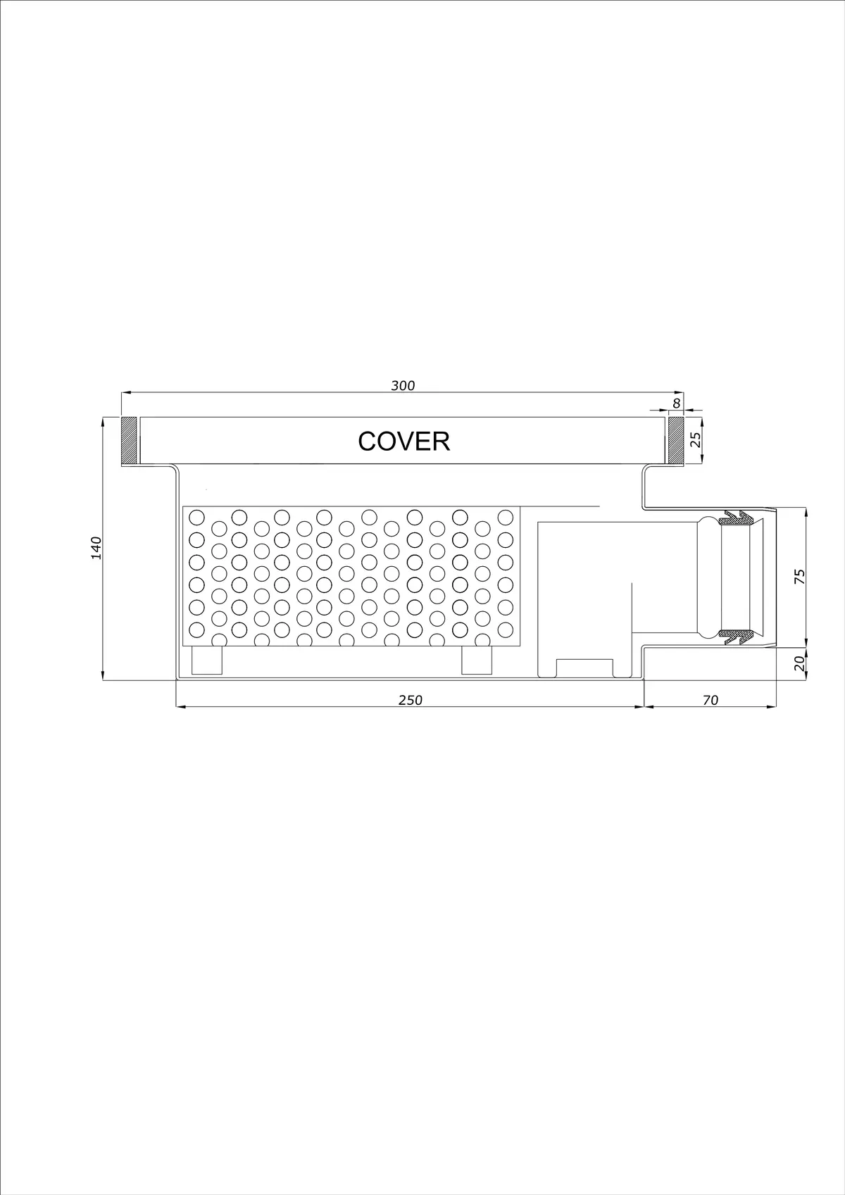 Sifon de pardoseală BK_KRB 300x300 DN 75 - Monobloc Orizontal