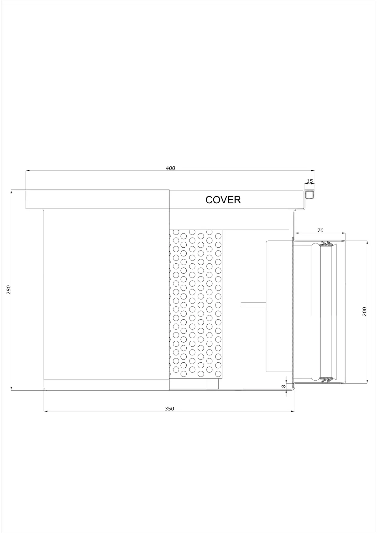 Sifon de pardoseală BK_KRB 400x400 DN 200 - Monobloc Orizontal