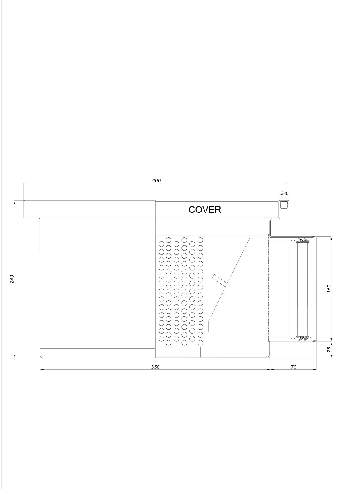 Sifon de pardoseală BK_KRB 400x400 DN 160 - Monobloc Orizontal