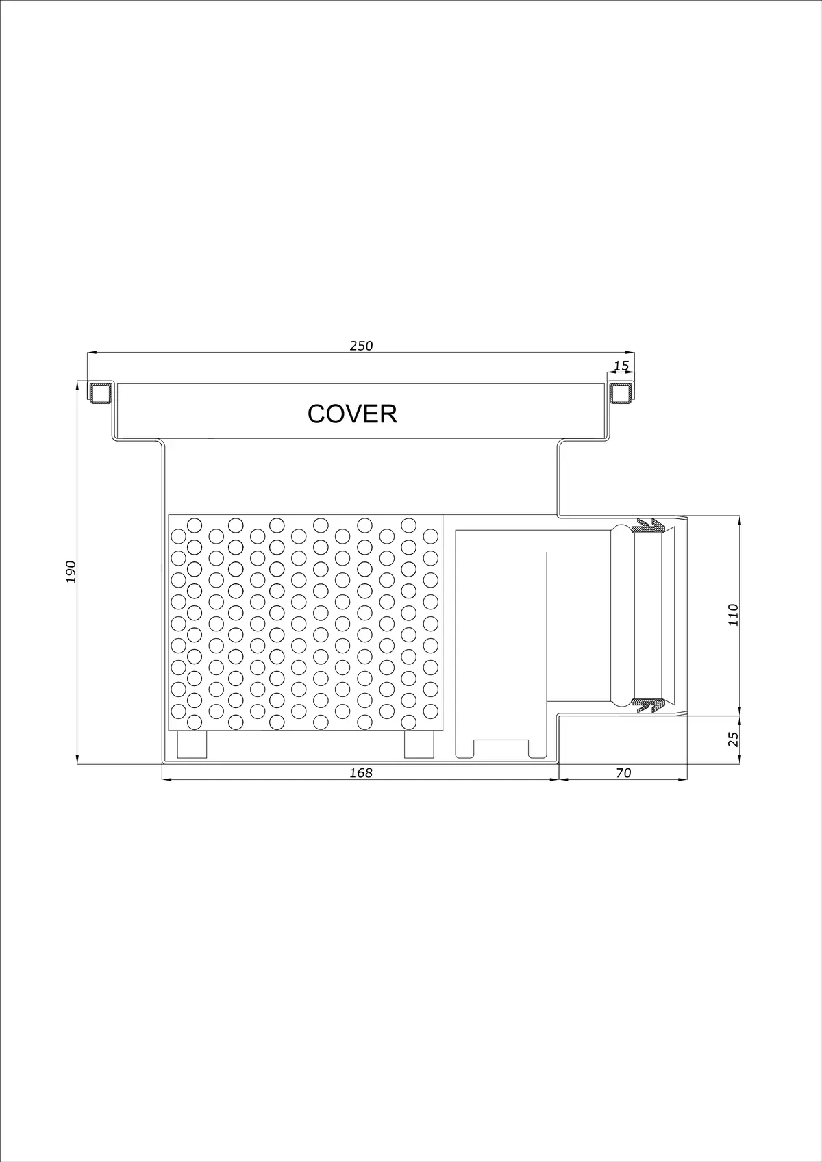 Sifon de pardoseală BK_KRB 250x250 DN 110 - Monobloc Orizontal