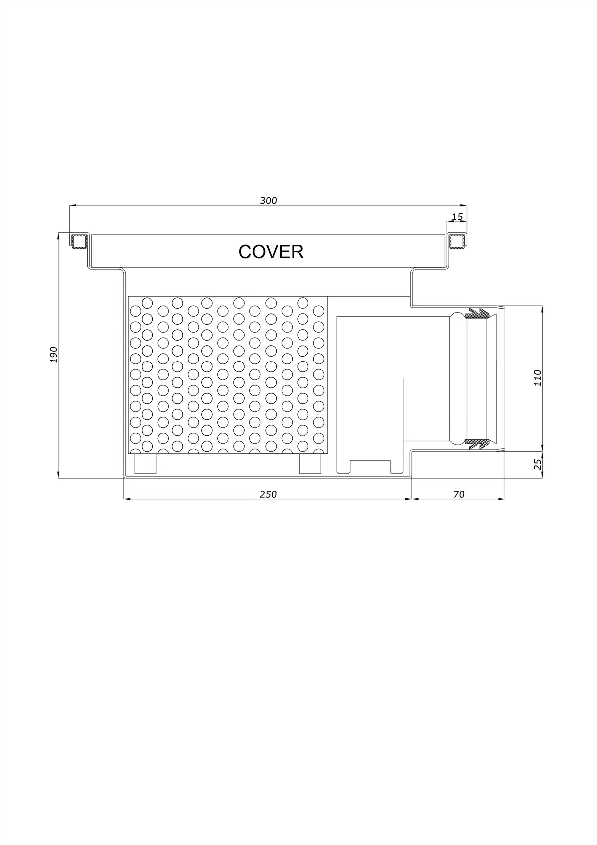 Sifon de pardoseală BK_KRB 300x300 DN 110 - Monobloc Orizontal
