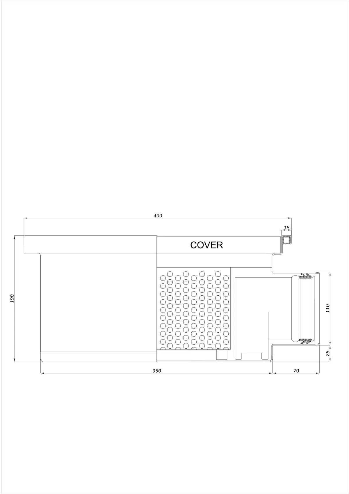 Sifon de pardoseală BK_KRB 400x400 DN 110 - Monobloc Orizontal